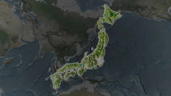 Area Del Giappone Allargata Illuminata Uno Sfondo Scuro Dei Suoi — Foto Stock