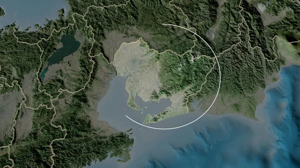 Aichi Prefektura Japonska Přiblížila Zvýraznila Satelitní Snímky Vykreslování — Stock fotografie