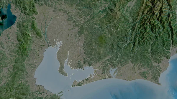 Aichi Prefekturen Japan Satellitbilder Form Som Skisseras Mot Dess Landområde — Stockfoto