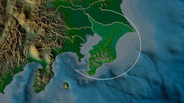 Чиба Префектура Японии Увеличена Выделена Основные Физические Особенности Ландшафта Рендеринг — стоковое фото