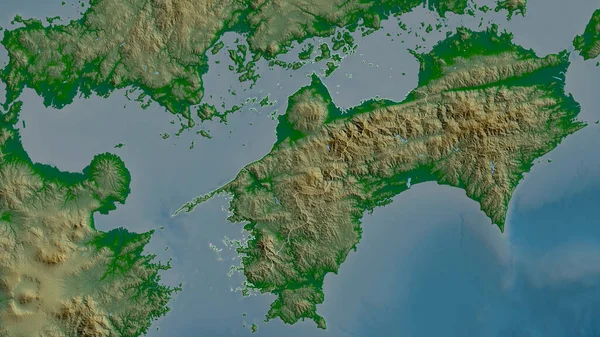 Ehime Prefecture Japan Colored Shader Data Lakes Rivers Shape Outlined — Stock Photo, Image