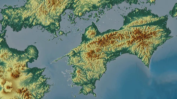 Ehime Prefecture Japan Colored Relief Lakes Rivers Shape Outlined Its — Stock Photo, Image