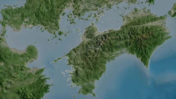 Ehime Prefectura Japón Imágenes Satélite Forma Delineada Contra Área País —  Fotos de Stock