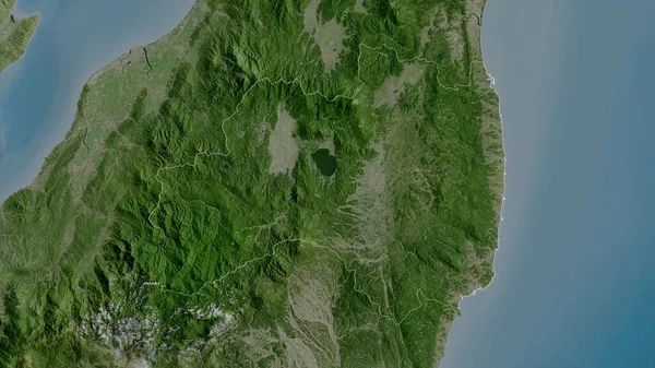 福島県 衛星画像 形状は その国の領域に対して概説 3Dレンダリング — ストック写真