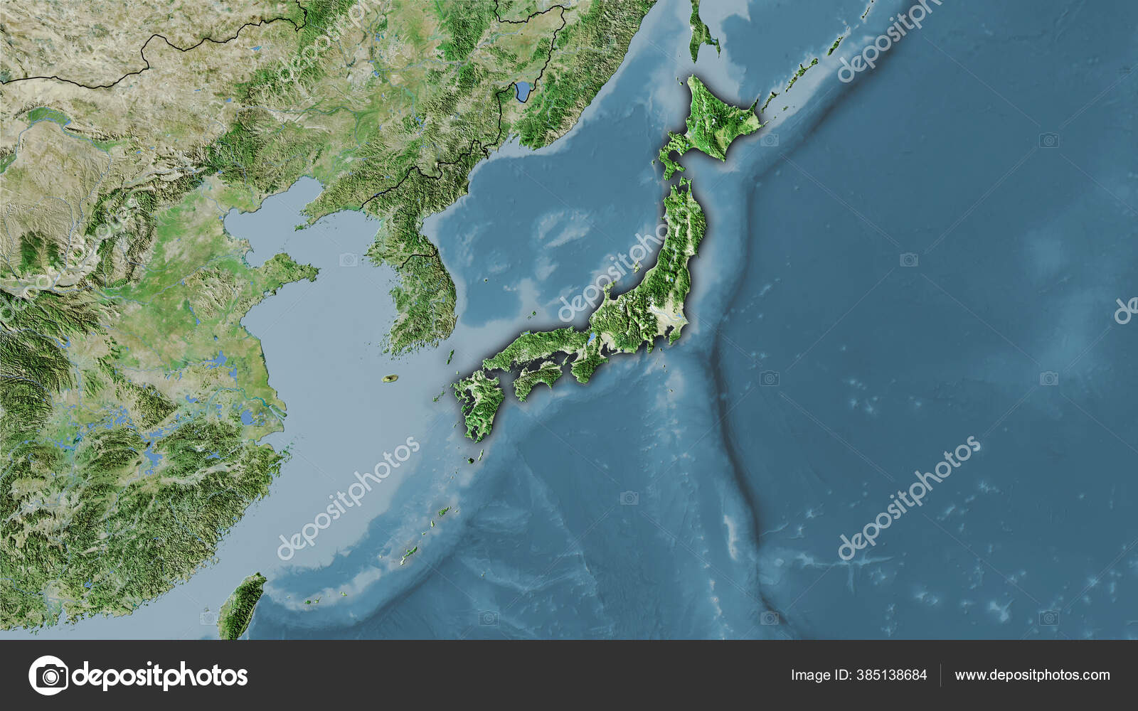 Japão Kumamoto. Satélite Highres. Sem Legenda Ilustração Stock