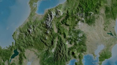 Nagano, prefecture of Japan. Satellite imagery. Shape outlined against its country area. 3D rendering clipart