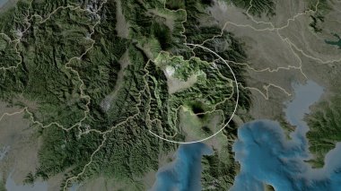 Yamanashi - Japon bölgesi yakınlaştırıldı ve ön plana çıkarıldı. Uydu görüntüleri. 3B görüntüleme