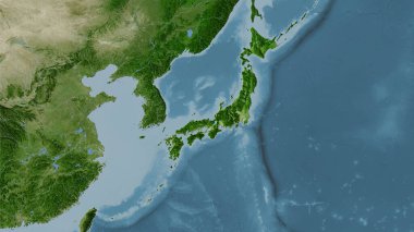 Stereografik projeksiyondaki B uydusunun Japonya bölgesi - raster katmanlarının ham bileşimi