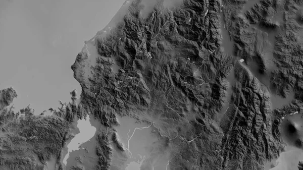 日本の岐阜県 湖や川とグレースケールの地図 形状は その国の領域に対して概説 3Dレンダリング — ストック写真