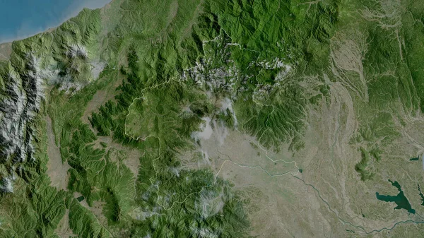 日本の群馬県 衛星画像 形状は その国の領域に対して概説 3Dレンダリング — ストック写真