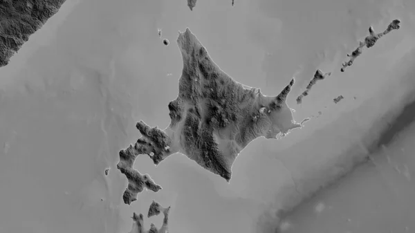 北海道 日本的电路 有湖泊和河流的灰度地图 形状与它的国家相对应 3D渲染 — 图库照片