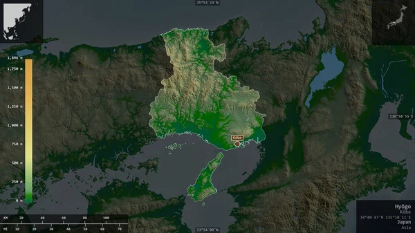 Hyogo Prefecture Japan Англійською Кольорові Шейдерні Дані Озерами Річками Форма — стокове фото