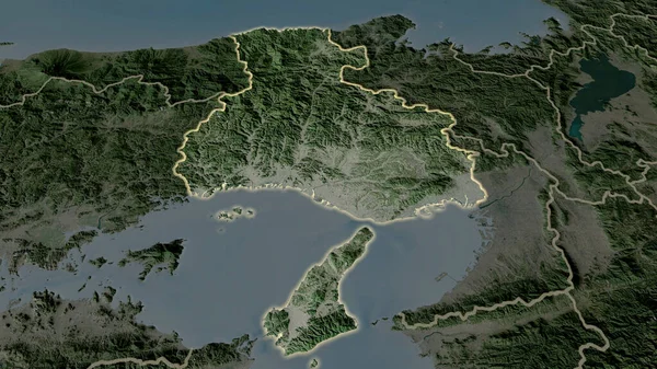 Hyogo Prefectura Japón Zoomed Destacó Con Capital Imágenes Satélite Renderizado — Foto de Stock