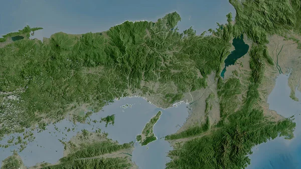 Hyogo Prefektura Japonska Satelitní Snímky Tvar Rýsoval Jeho Venkovské Ploše — Stock fotografie