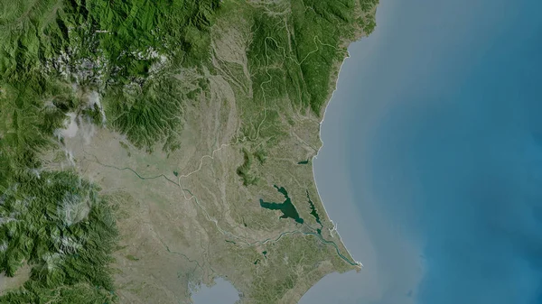 Ibaraki Japán Prefektúrája Műholdas Képek Alakzat Körvonalazódik Ország Területén Renderelés — Stock Fotó
