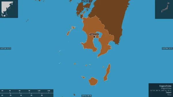 Kagoshima Prefeitura Japão Sólidos Modelados Com Lagos Rios Forma Apresentada — Fotografia de Stock