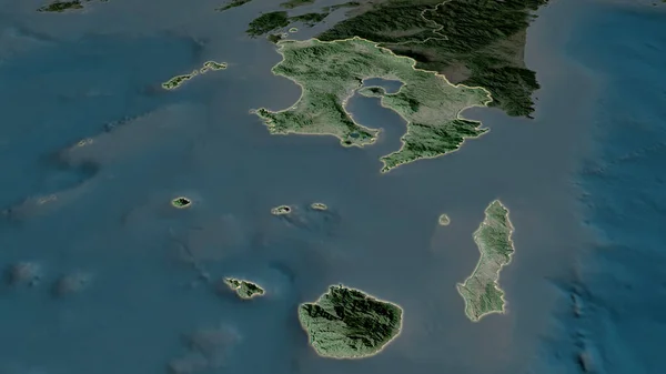 Kagoshima Japans Län Zoomade Och Belystes Med Kapital Satellitbilder Rendering — Stockfoto