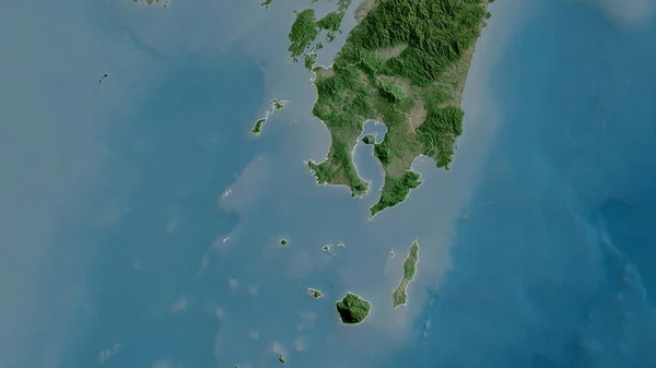 Kagoshima Prefectuur Van Japan Satellietbeelden Vorm Geschetst Tegen Zijn Landelijk — Stockfoto