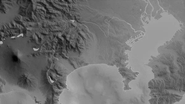 Kanagawa Prefectura Japón Mapa Escala Grises Con Lagos Ríos Forma — Foto de Stock