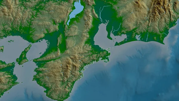 Миэ Префектура Японии Цветные Шейдерные Данные Озерами Реками Форма Очерченная — стоковое фото