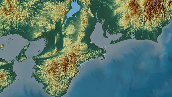 日本の三重県 湖や川と色の救済 形状は その国の領域に対して概説 3Dレンダリング — ストック写真