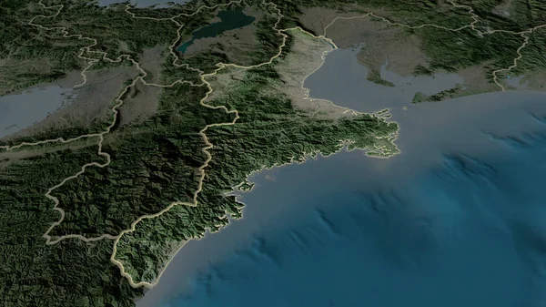 Mie Prefektura Japonii Powiększyła Się Podświetliła Kapitałem Zdjęcia Satelitarne Renderowanie — Zdjęcie stockowe