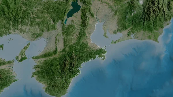 Mie Prefectura Japón Imágenes Satélite Forma Delineada Contra Área País — Foto de Stock