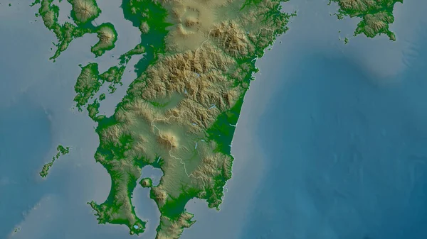 Miyazaki Prefectuur Van Japan Gekleurde Schaduwgegevens Met Meren Rivieren Vorm — Stockfoto