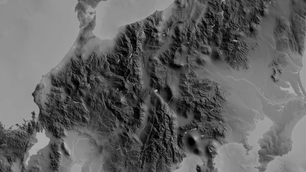 Nagano Prefeitura Japão Mapa Tons Cinza Com Lagos Rios Forma — Fotografia de Stock