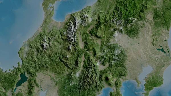Nagano Prefektura Japonii Zdjęcia Satelitarne Kształt Nakreślony Stosunku Obszaru Kraju — Zdjęcie stockowe