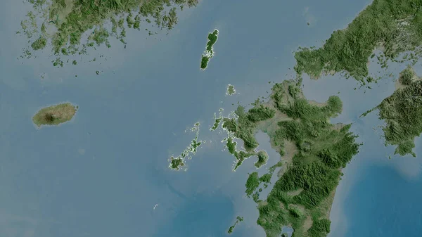 日本的都道府县卫星图像 形状与它的国家相对应 3D渲染 — 图库照片