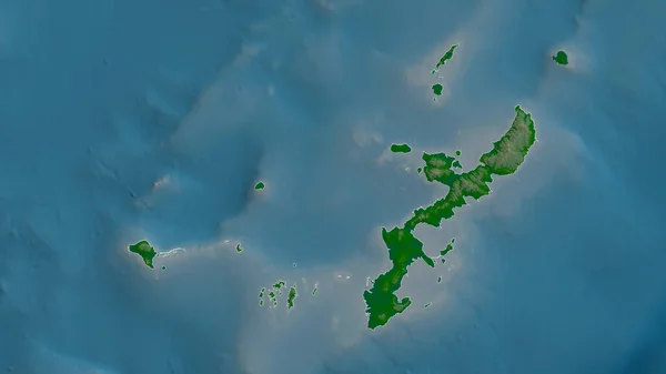 Okinawa Prefettura Del Giappone Dati Ombreggiatura Colorati Con Laghi Fiumi — Foto Stock