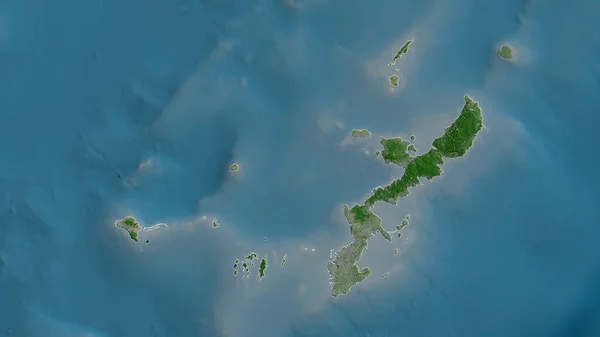 Okinawa Prefekturen Japan Satellitbilder Form Som Skisseras Mot Dess Landområde — Stockfoto