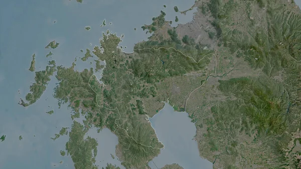 Saga Präfektur Von Japan Satellitenbilder Umrissen Gegen Das Land Rendering — Stockfoto