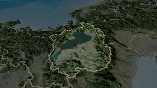 Shiga Préfecture Japon Zoomé Mis Évidence Avec Capital Imagerie Satellite — Photo