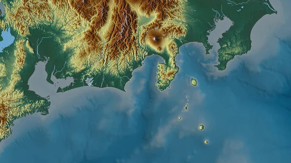 Сидзуока Префектура Японии Цветной Рельеф Озерами Реками Форма Очерченная Против — стоковое фото