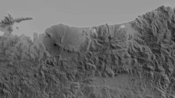 Тоттори Префектура Японии Карта Масштабе Grayscaled Лаками Риверами Форма Очерченная — стоковое фото