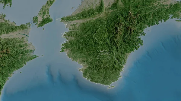Wakayama Präfektur Von Japan Satellitenbilder Umrissen Gegen Das Land Rendering — Stockfoto