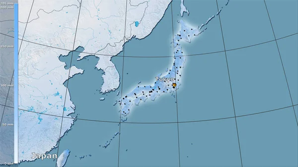 Precipitación Del Mes Más Seco Dentro Del Área Japón Proyección — Foto de Stock