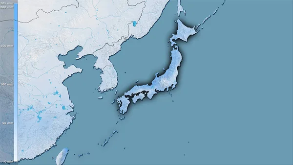 Precipitación Del Mes Más Seco Dentro Del Área Japón Proyección — Foto de Stock