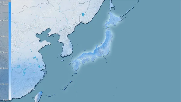 Précipitation Des Quartiers Les Secs Zone Japonaise Dans Projection Stéréographique — Photo