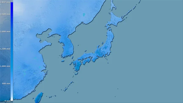 Precipitación Del Cuarto Más Cálido Dentro Del Área Japón Proyección — Foto de Stock