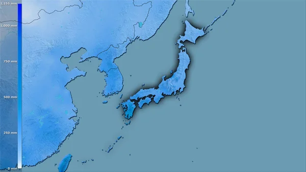Niederschlag Des Nassesten Monats Raum Japan Der Stereographischen Projektion Mit — Stockfoto