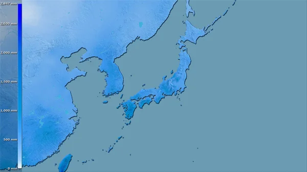 Niederschlag Des Feuchtesten Viertels Raum Japan Der Stereographischen Projektion Mit — Stockfoto