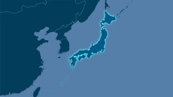 Área Japón Mapa Sólido Proyección Estereográfica Composición Cruda Capas Trama — Foto de Stock