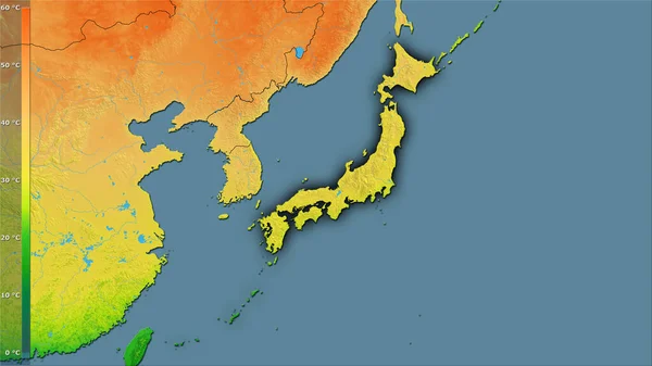 Mittlere Jährliche Temperaturschwankung Innerhalb Des Japanischen Gebiets Der Stereographischen Projektion — Stockfoto