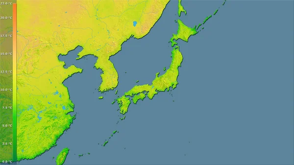 Mittlere Schwankung Der Tagestemperatur Innerhalb Des Japanischen Gebiets Der Stereographischen — Stockfoto