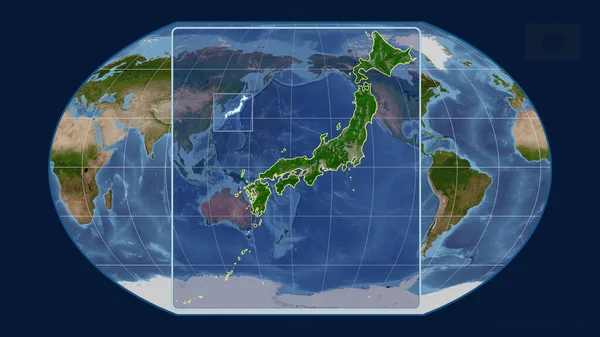 Vista Ampliada Del Contorno Japón Con Líneas Perspectiva Contra Mapa — Foto de Stock