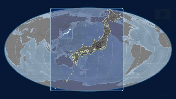 Zoomed Vista Del Giappone Contorno Con Linee Prospettiche Contro Una — Foto Stock
