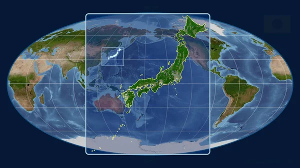 Vista Ampliada Del Esquema Japón Con Líneas Perspectiva Contra Mapa — Foto de Stock